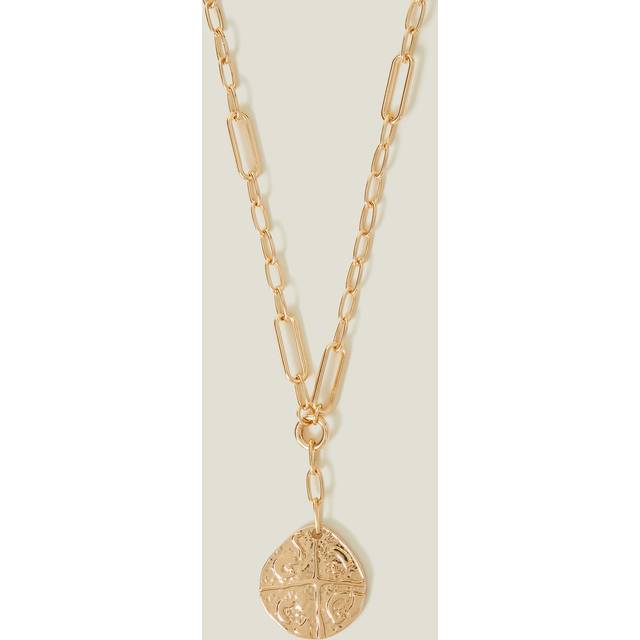 Gold Coin Pendant Link Chain Necklace - Accessorize - One Size