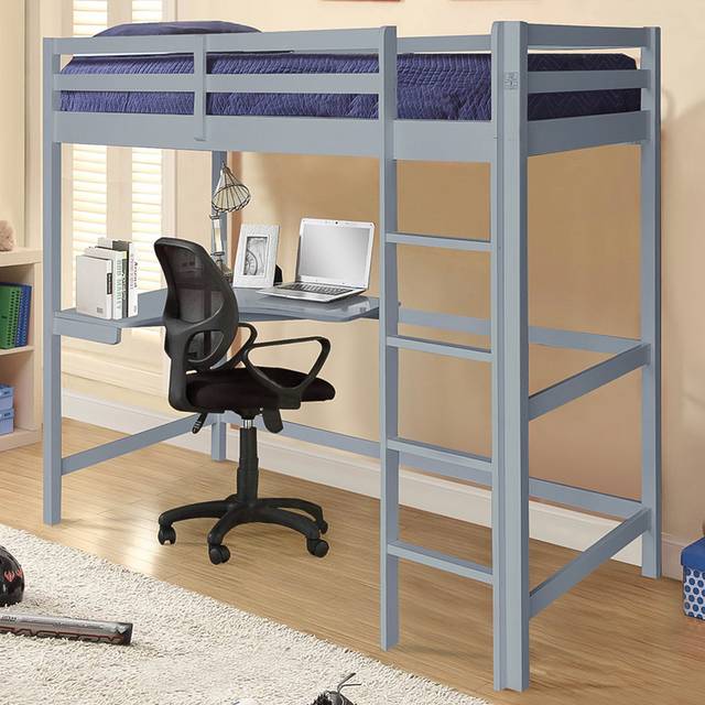 Comfy Living Single Grey High Sleeper with Corner Desk - With Desk