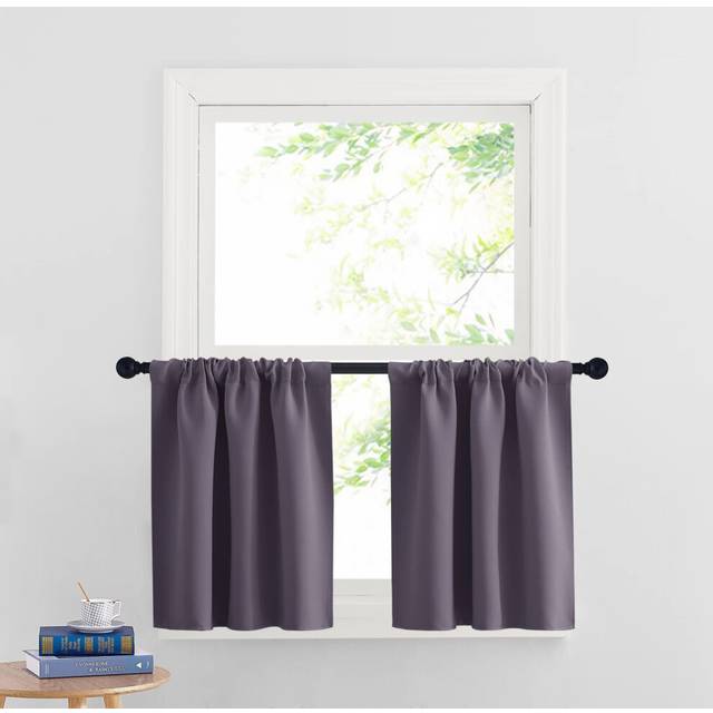 RYB HOME Small Curtains Blackout - Privacy Energy Efficiency Mini Curtains for Kids Bedroom RV Camper Windows Trailer Bathroom Kitchen Cabinet Window