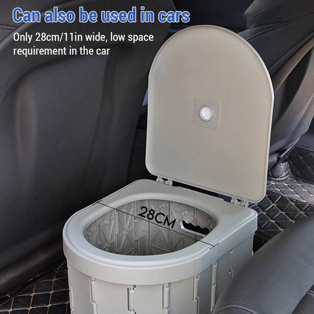 Portable Toilet for Camping Convenient Car-mounted Folding Toilet for Travel Adult Children and grey