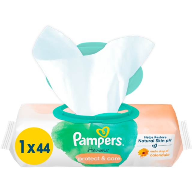 Pampers Harmonie Protect & Care Baby Wipes - 1 pack of 44 wipes