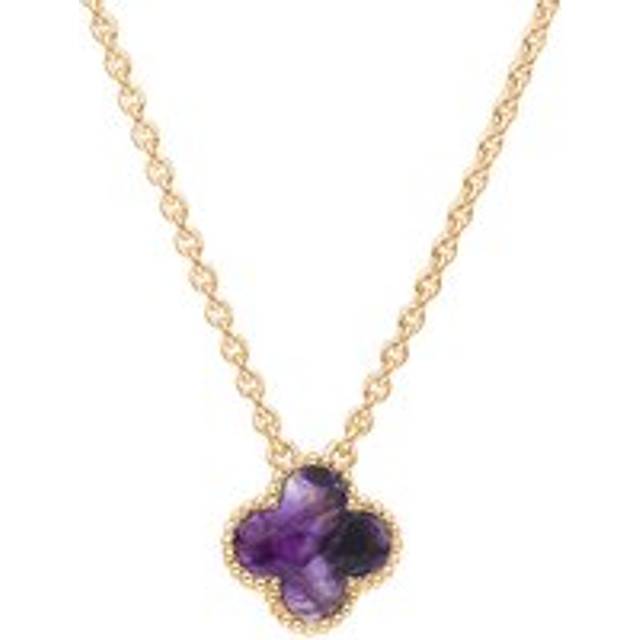 18ct Rose Gold Blue John bloom Small Four Leaf Clover Ball Edge Chain Necklet