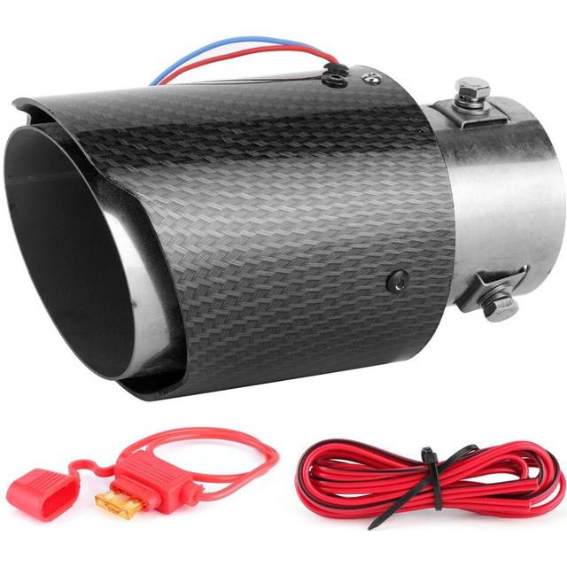 Exhaust Pipe Tail Throat Muffler Led Tip Trim Car Replacement Inlet 63mm Outlet 90mmblue Light