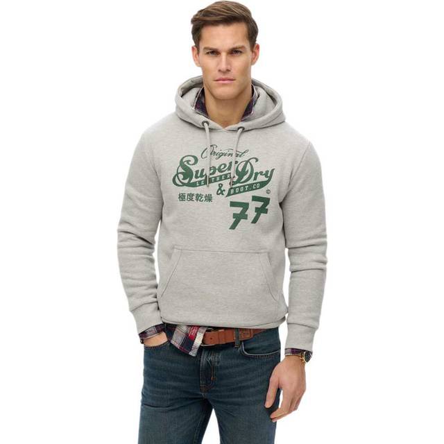 Superdry Herren Hoodie mit „leather & Boot Co"-schriftzug Grau - Größe: M