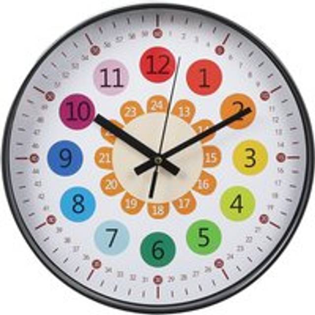 Living and Home Modern Colourful Teach the Time Round Clock for Kids, none