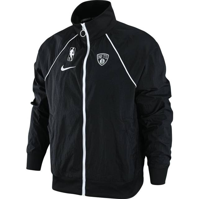 Men's Nike NBA Brooklyn Nets Logo Printing Zipper Stand Collar Jacket Autumn Black DH9118-010 - Default Colorway