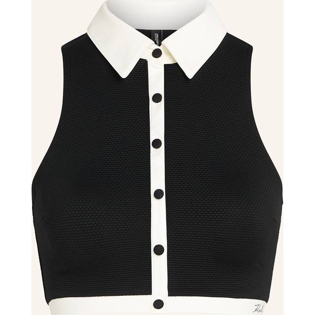Karl Lagerfeld, Monochrome Bikini Tank Top, Woman, White/Black, Size: M - White/black