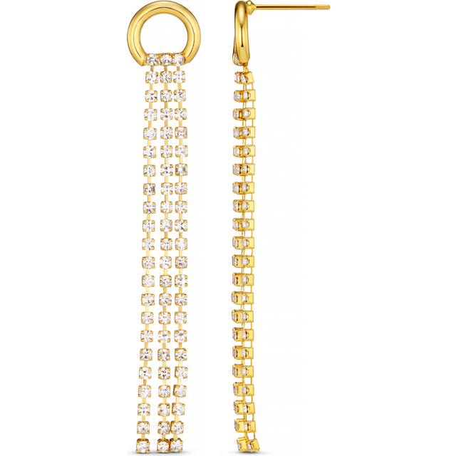Open Circle Pave Drop Earrings - Orelia - Gold