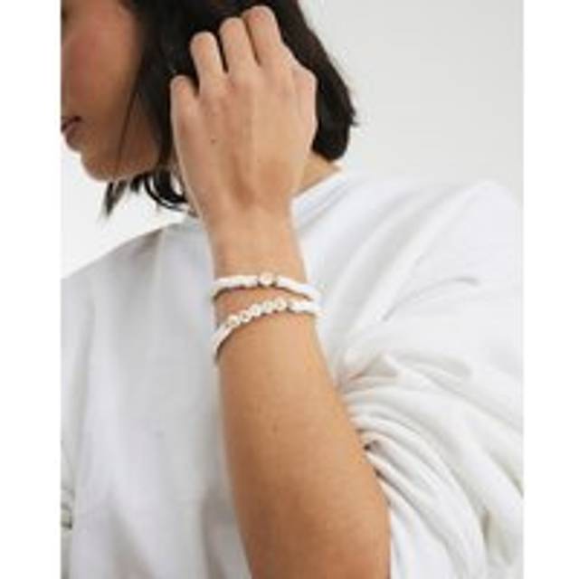 River Island Womens White 2 Pack Bride Bracelets - One Size
