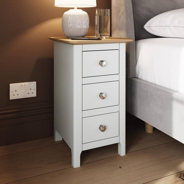 FWStyle Taberno Slim 3 Drawer White Oak Assembled Bedside Table