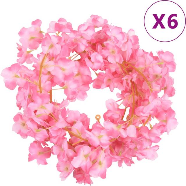 vidaXL Christmas Flower Garlands 6 pcs Dark Pink 180 cm