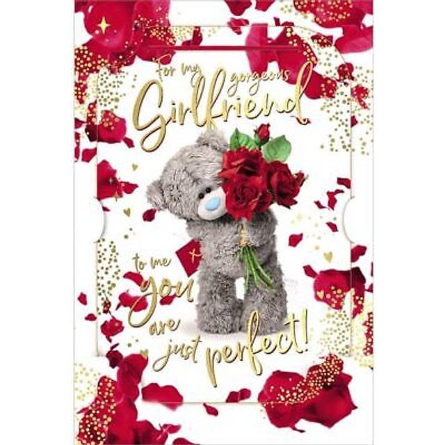 Bear with roses girlfriend birthday card