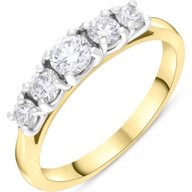 18ct Yellow and White Gold .28 Diamond .45 5 Stone Diamond Grad 4 Claw Ring W2