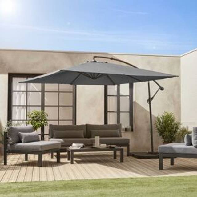 Offset square parasol 3x3m, Hardelot, Grey, 300x295x250 cm