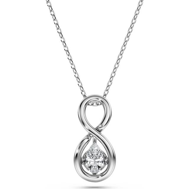 Eternity pendant, Lab-grown diamonds 0.33 ct tw, Pear shape, Infinity, 18K white gold - White