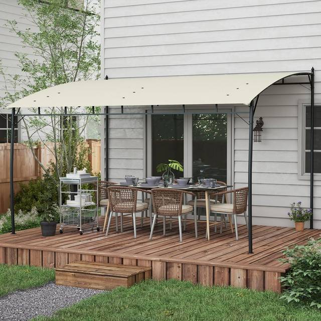 Outsunny 3 x 4m Cream White Metal Pergola UV-Resistant Gazebo