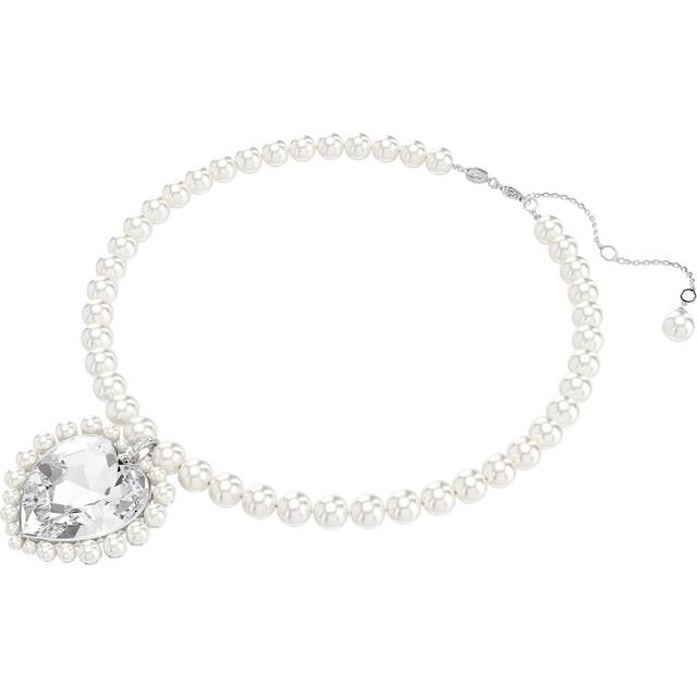 Swarovski x Ariana Grande Crystal Pearls & Heart Pendant Necklace, Rhodium Plated