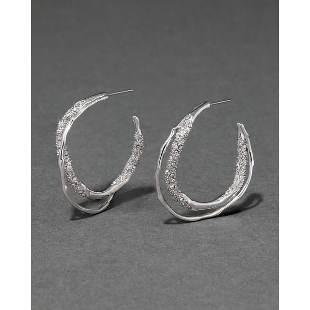 Alexis Bittar Solanales Crystal Twist Hoop Earrings in Silver | Statement Jewelry from Alexis Bittar (One Size)