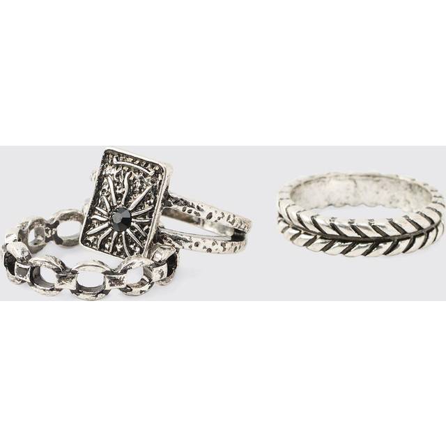 Mens 3 Pack Silver Rings