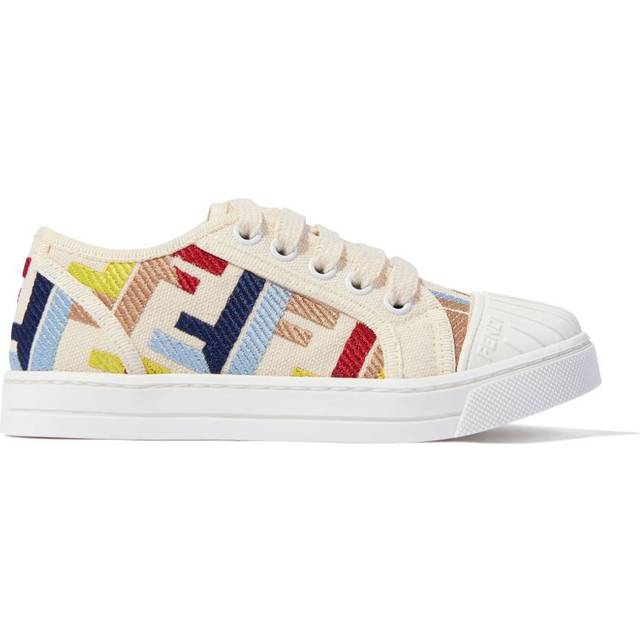 Fendi Kids - Domino sneakers - kids - Rubber/Fabric/Canvas - 34 - Neutrals