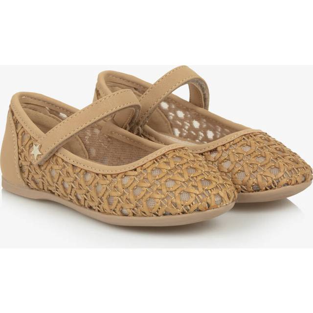 Mayoral Girls Beige Woven Faux Leather Pumps - 26