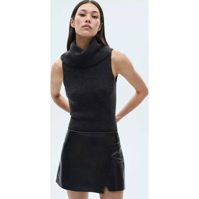 Mango Candy Faux Wrap Mini Skirt, Black