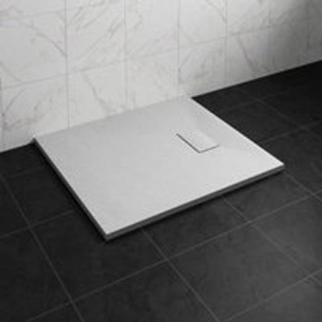 NRG - 1100 x 800mm smc White Rectangle Slate Effect Bathroom Shower Tray