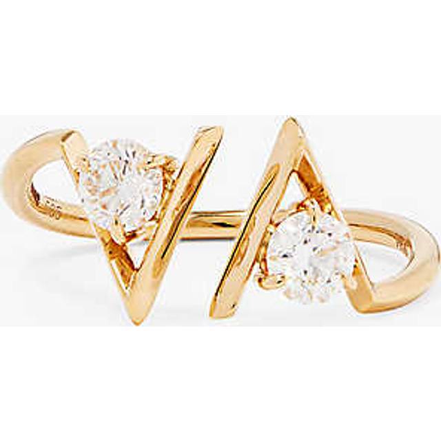 Vrai Womens Yellow Gold V Cuff 14ct and 0.5ct Round-cut Diamond Ring K - YELLOW GOLD