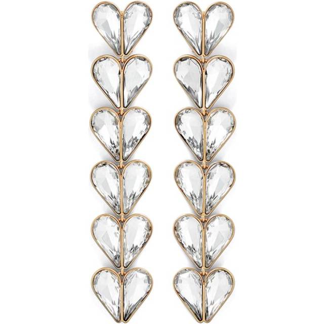 AREA - Heart Drop crystal earrings - women - Brass/glass - One Size - Gold