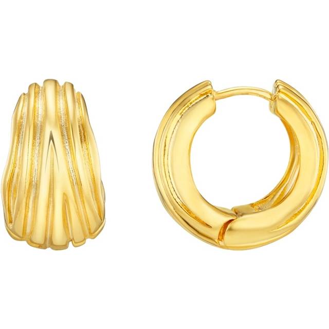 Textured Chunky Small Hoop Earrings - Orelia - Gold