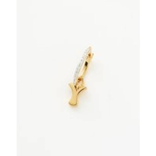 Initial Single Charm Hoop Earring - Initial Y | 18ct Gold Vermeil