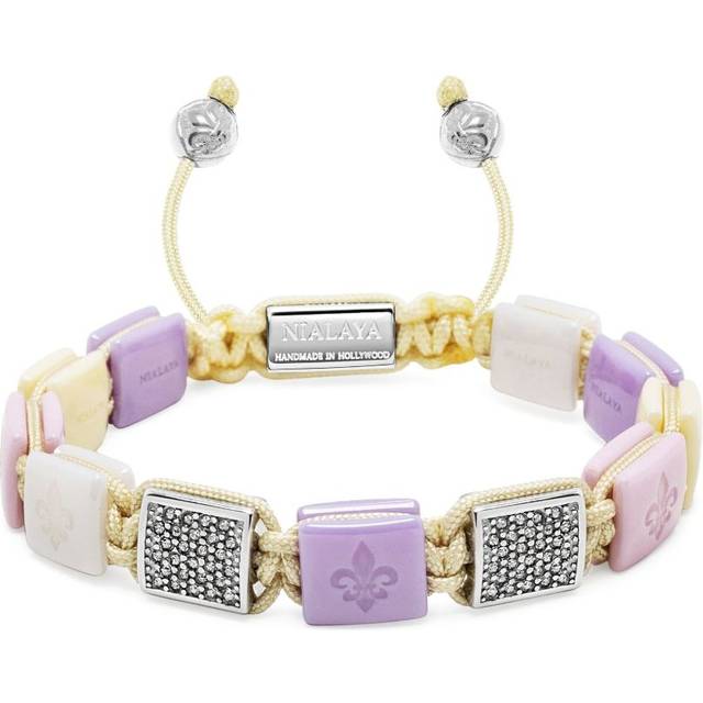 Nialaya Jewelry - Ceramic Flatbead bracelet - women - stainless steel/Nylon/ceramic - XS - Pink