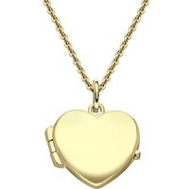 Yellow Gold Plated Sterling Silver Heart Keepsake Locket - Gold