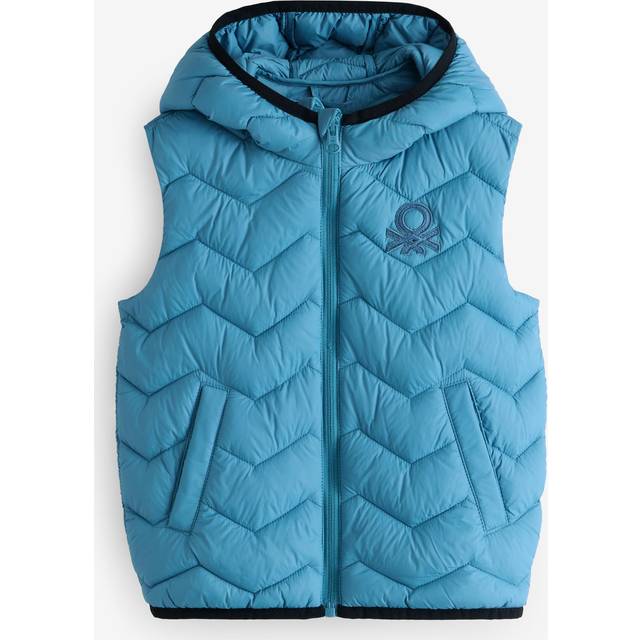 Benetton, Padded Vest With Hood, size 3-4, Light Blue, Kids