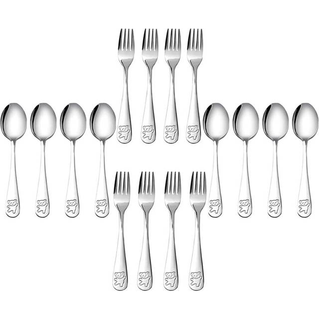 16 Pieces Kids Silverware Stainless Steel Children's Safe Flatware Child Spoon and Fork Set Toddler Utensils