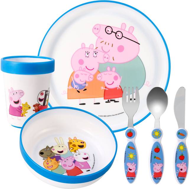 Peppa Pig Kids 6 Piece Dinner Set - Plate/Bowl/Cup/Knife/Fork/Spoon