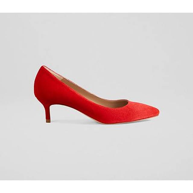 L.K.Bennett Audrey Suede Kitten Heel Court Shoes, Red-aurora Red