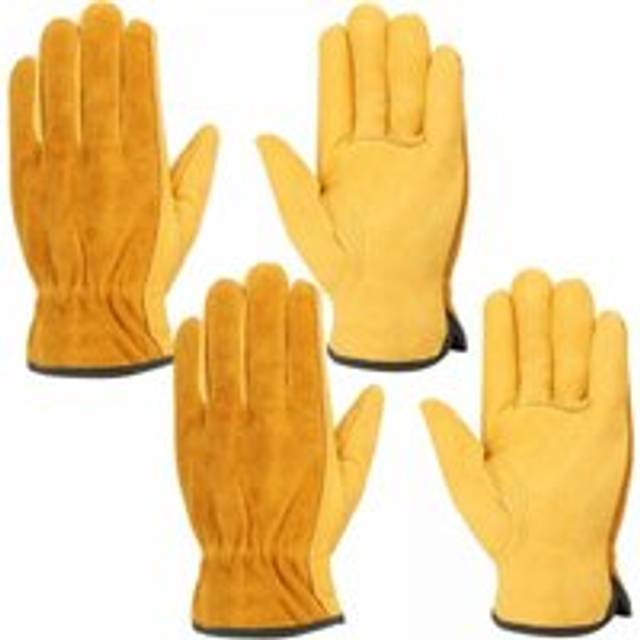 Cyslmuk - Leather Work Gloves, 2 Pairs Heavy Duty Waterproof Gloves Size l, Suitable for Construction, Gardening, Auto Repair, Unisex