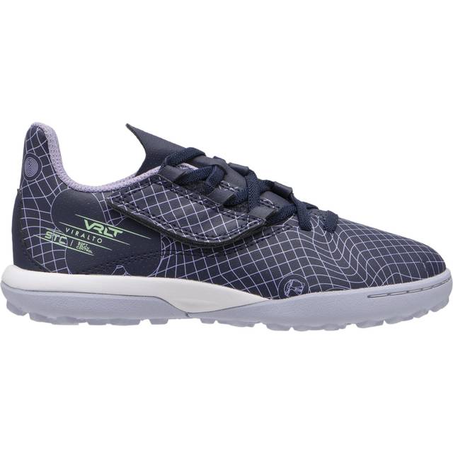 Kids' Rip-tab Football Boots Viralto I Easy Turf Tf - Nebula - Steel Blue/lavender Purple