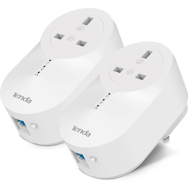 Tenda PH6 AV1000 Passthrough Powerline Adapter Kit with 2 Gigabit Ports (AC Passthrough) for fast & stable network expansion, UK Plug Version -...