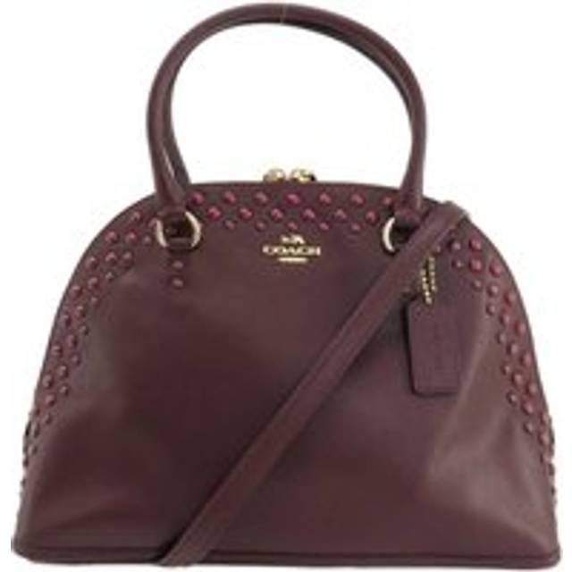 Womens Preloved Mini Dome Studded Leather Satchel Wo - Burgundy Handbags - Red - One Size