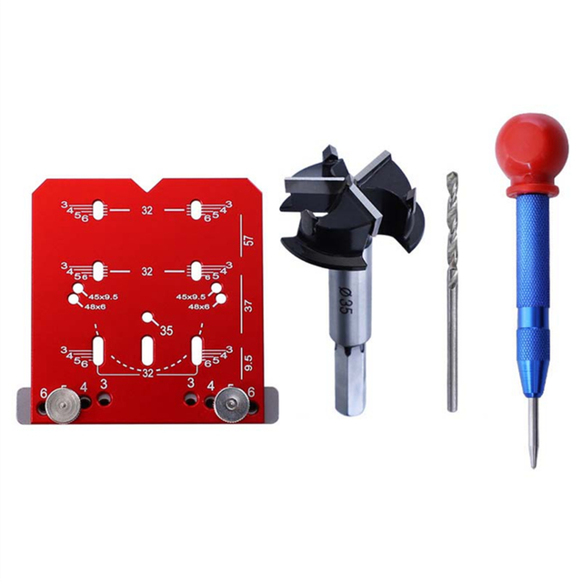 Cabinet Hinge Jig,Adjustable Drilling 35Mm Drill Guide Concealed Jig,Fits 45Mm & 48Mm Two-Hole Distance Hinges A