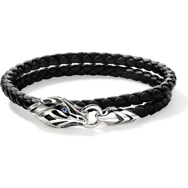 John Hardy - sterling silver and leather Naga Wrap sapphire bracelet - men - Leather/Blue Sapphire/Sterling Silver - L