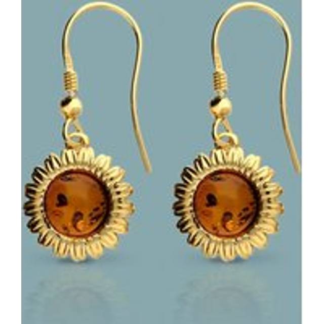 John Greed Tempest Meadow Gold Plated Amber Sunflower Drop Earrings For Women - gold