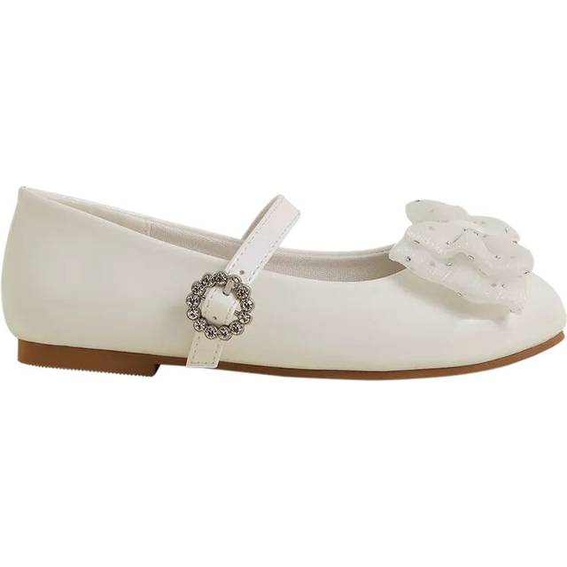 Accessorize Girls Patent Bow Ballerina Shoes - Light Cream, Light Cream, Size 10 Younger