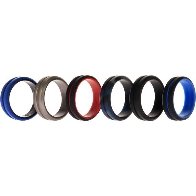 Silicone Wedding 2Layer Middle Line Ring Set - Black-Camo by ROQ for M