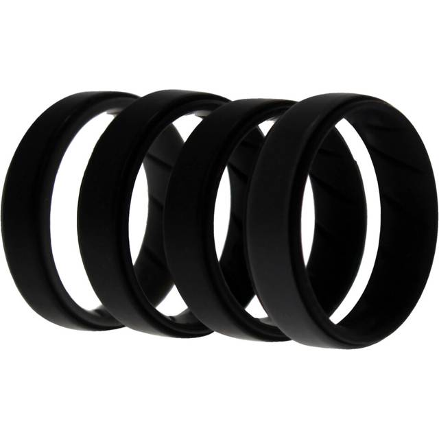 Silicone Wedding BR Step Ring Set - Black by ROQ for Men - 4 x 16 mm R