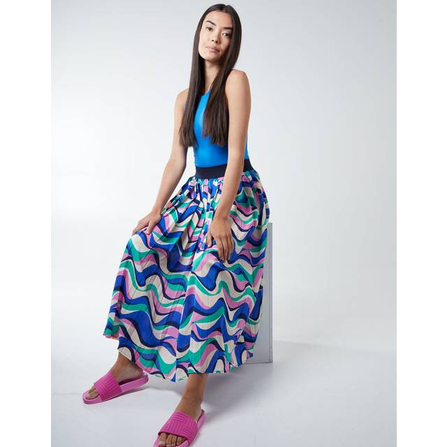 Blue Vanilla Womens APRIL - Pleated Skirt With Elastic Waist - Multicolour - Size Large