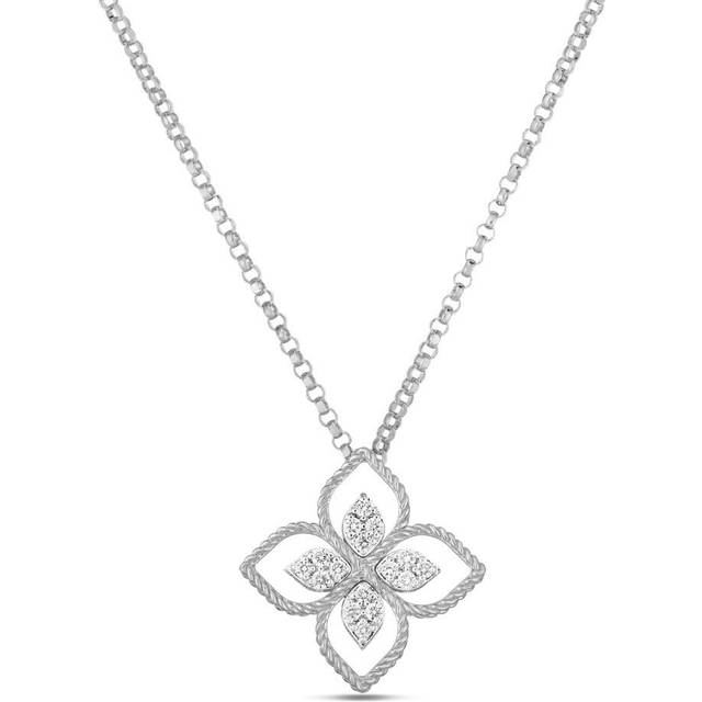 Roberto Coin Princess Flower 18ct White Gold Diamond Necklace