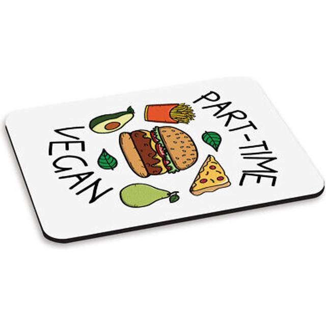 Part-time vegan pc computer mouse mat pad funny joke meat lover plants